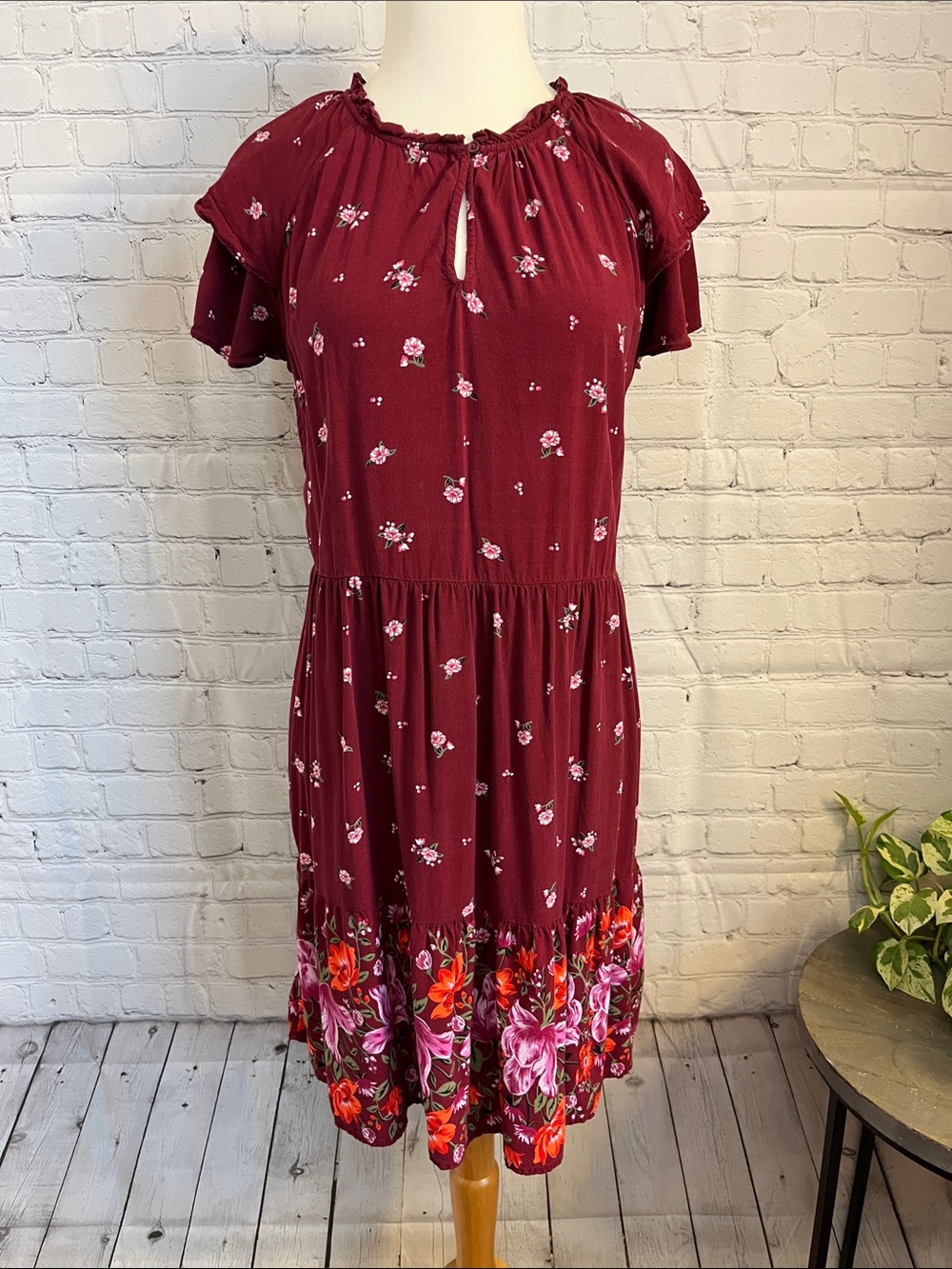Old Navy Women's Burgundy Floral Dress